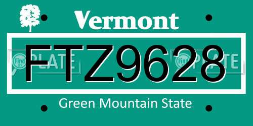 FTZ9628 Vermont License Plate