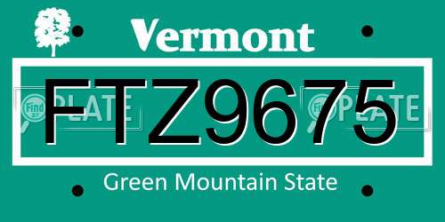 FTZ9675 Vermont License Plate