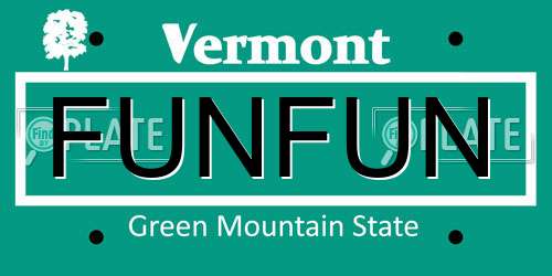 FUNFUN Vermont License Plate