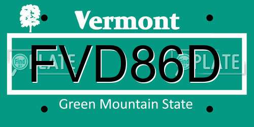 FVD86D Vermont License Plate