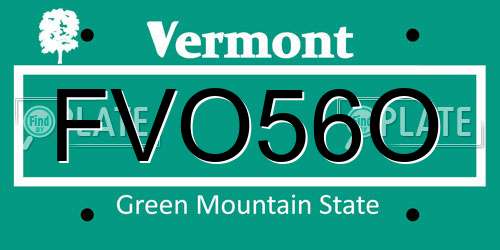 FVO56O Vermont License Plate