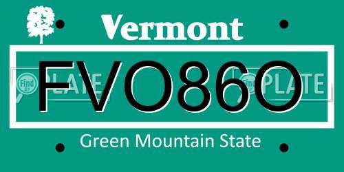 FVO86O Vermont License Plate