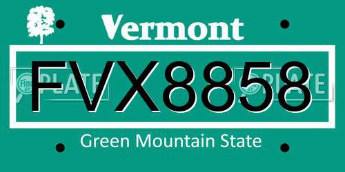 FVX8858 Vermont License Plate