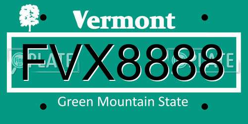FVX8888 Vermont License Plate