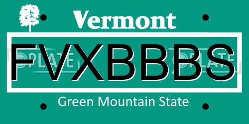 FVXBBBS Vermont License Plate