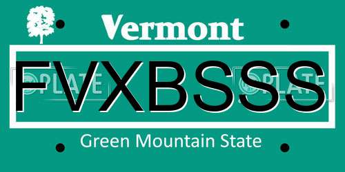 FVXBSSS Vermont License Plate