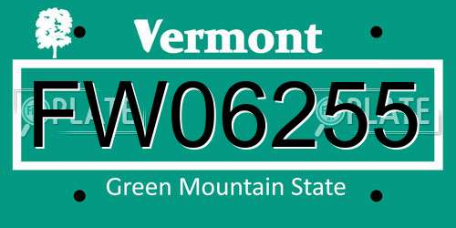 FW06255 Vermont License Plate