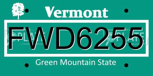 FWD6255 Vermont License Plate