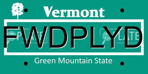 FWDPLYD Vermont License Plate