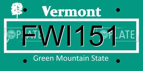 FWI151 Vermont License Plate