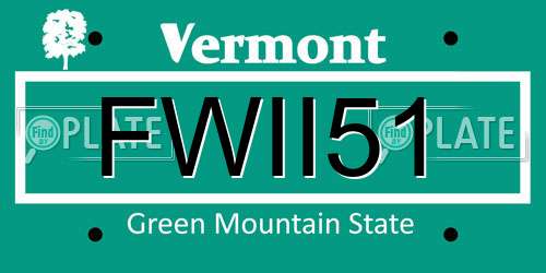 FWII51 Vermont License Plate