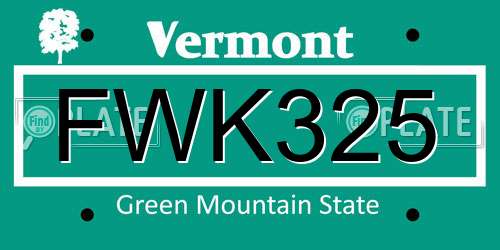 FWK325 Vermont License Plate