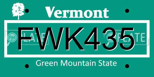 FWK435 Vermont License Plate