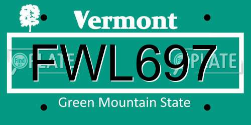 FWL697 Vermont License Plate