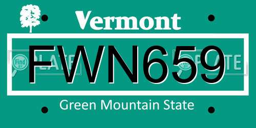 FWN659 Vermont License Plate