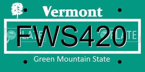 FWS420 Vermont License Plate