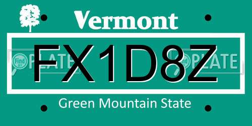 FX1D8Z Vermont License Plate