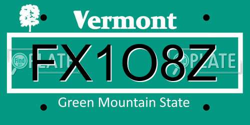 FX1O8Z Vermont License Plate