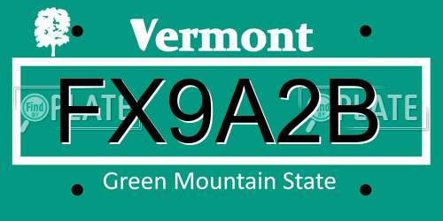 FX9A2B Vermont License Plate