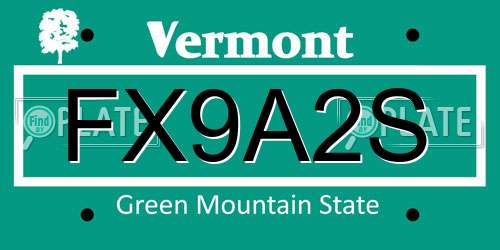 FX9A2S Vermont License Plate