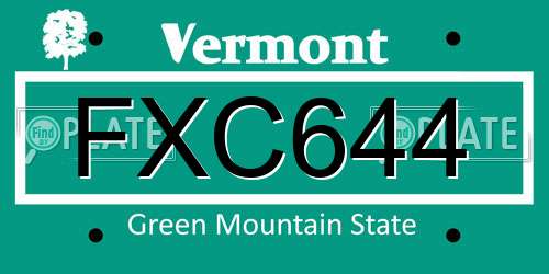 FXC644 Vermont License Plate