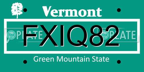 FXIQ82 Vermont License Plate