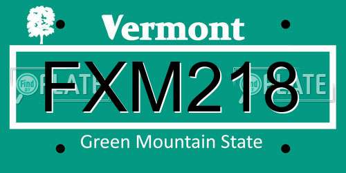 FXM218 Vermont License Plate