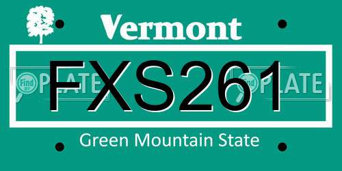FXS261 Vermont License Plate