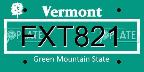 FXT821 Vermont License Plate