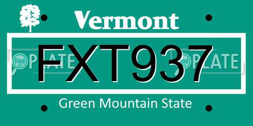 FXT937 Vermont License Plate