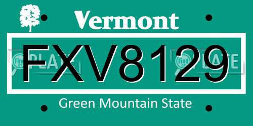 FXV8129 Vermont License Plate
