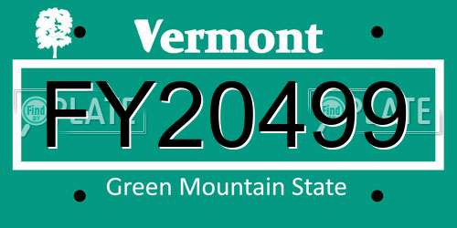 FY20499 Vermont License Plate