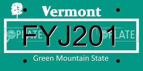 FYJ201 Vermont License Plate