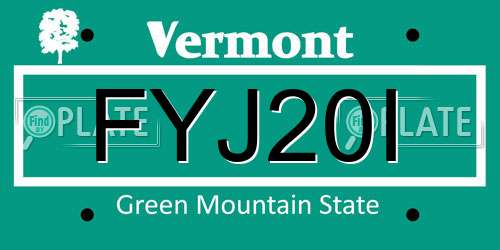 FYJ20I Vermont License Plate