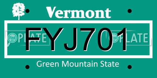 FYJ701 Vermont License Plate
