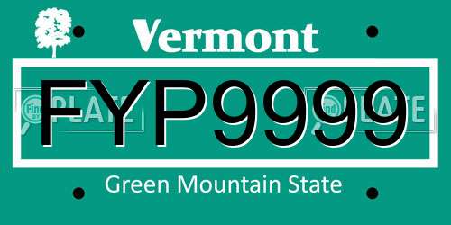 FYP9999 Vermont License Plate