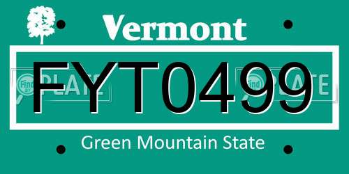 FYT0499 Vermont License Plate