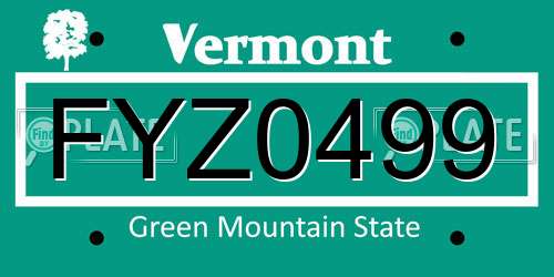 FYZ0499 Vermont License Plate