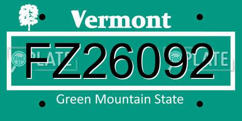 FZ26092 Vermont License Plate