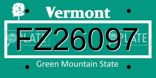 FZ26097 Vermont License Plate