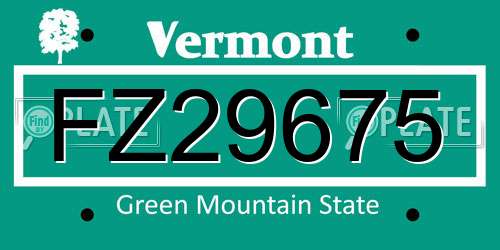 FZ29675 Vermont License Plate