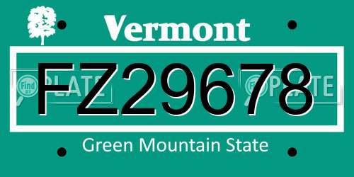 FZ29678 Vermont License Plate