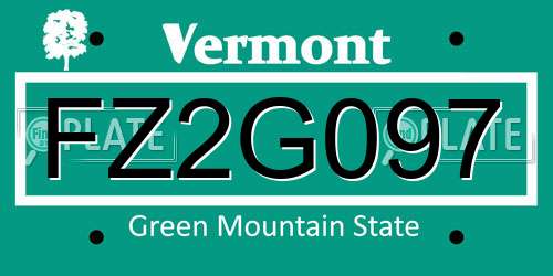 FZ2G097 Vermont License Plate