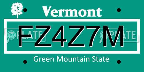 FZ4Z7M Vermont License Plate