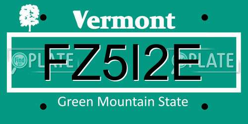 FZ5I2E Vermont License Plate