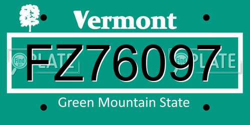 FZ76097 Vermont License Plate