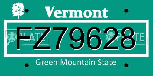 FZ79628 Vermont License Plate
