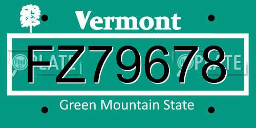 FZ79678 Vermont License Plate