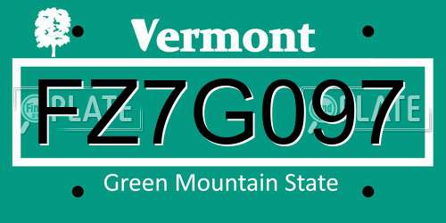 FZ7G097 Vermont License Plate