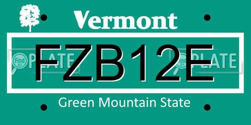 FZB12E Vermont License Plate